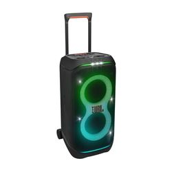 JBL PartyBox Stage 320, Enceinte portable de soirée, roulettes et poignée télescopique intégrés, 18 heures d'autonomie, résistante aux éclaboussures IPX4, noir, Prise européenne (Type C)