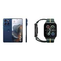 Motorola edge 60, Pantone Gibraltar Sea, Moto AI Smartphone, 50MP Quad Camera System, Includes Protective Cover and Moto watch fit, PANTONE Trekking Green