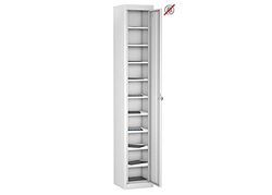 Single Door 10 Shelf Tablet Storage Locker, White, Combination Lock