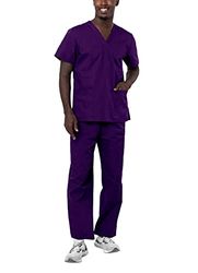 Adar universal unisex medicinsk uniform – unisex dragsko skrubbset, 3X-Large-US, Lila, 1