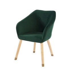 BAÏTA Hilda fauteuil in groen fluweel met houten en gouden voet