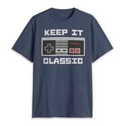 Nintendo Men's Keep It Classic T-Shirt, Navy Heather, S
