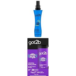 Bundle of got2b Beach Matt Texture Sea Salt Hair Spray, 200 ml + Got2b Powder'ful Volume Unisex Root Hair Styling Powder, For Instant Volume and Root Boost, Vegan, 10g