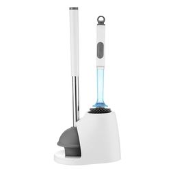 ToiletBuddies Ensemble Brosse WC et Piston – Brosse de Cuvette de Toilette et Support, Brosse Distributeur de Liquide Rechargeable – Brosse WC et Piston en Silicone 2 en 1 pour Salle de Bain
