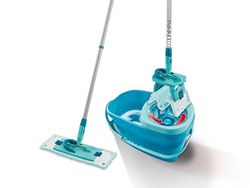 Leifheit Clean Twist M Ergo Scopa lavapavimenti, Set scopa lava pavimenti e secchio, Panno pavimenti con meccanismo di rotazione e tecnologia di centrifuga
