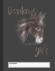 Donkeys Make Me Smile Cute Donkey Notebook