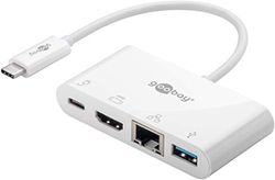Goobay 62105 USB-C Multiport Adapter, HDMI + Ethernet, PD, White