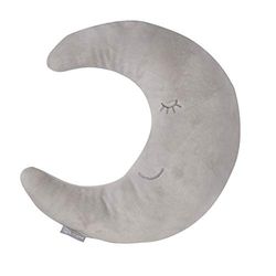 roba Coussin Décoratif pour Chambre d'Enfant en Forme de Lune roba Style - 30 x 25 cm - Oreiller Bébé en Peluche - Visage Souriant Brodé - Gris Argenté