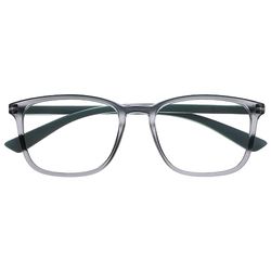 OPULIZE Max Occhiali da Lettura - Montatura Classica Rettangolare Grande - Grigio Trasparente Opaco con Stanghette Verdi - Uomo Donna Unisex - R78-7 - +3.00