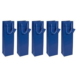 SIGEL GT505 Bolsa de papel, para botellas, 35 x 10 cm, mate, azul oscuro, 5 piezas