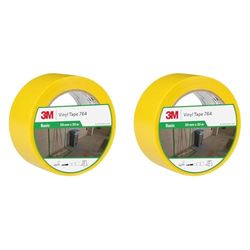 3M General Purpose Vinyl Tape 764i, 50 mm x 33 m, Yellow (Pack of 2)