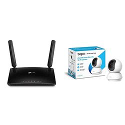 TP-Link Archer Mr600 Router 4G + Advanced LTE Cat6, Wi-Fi Ac1200 5Ghz & 2.4Ghz + - Cámara IP WiFi 360º, Cámara De Vigilancia Fhd 1080P