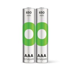 GP ReCyko AAA batterij NiMH 650 mAh, 1,2 V, 2 stuks AAA, zeer geringe zelfontlading, voorgeladen voor direct gebruik