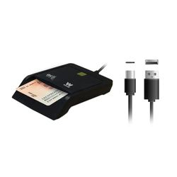 Woxter Lector DNI Electrónico con Conexión Tipo C - DNI Electrónico Inteligente, DNI 3.0 y 4.0, Tipo C, Compatible con PC y Mac, Incluye Adaptador Tipo C a USB A. Color Negro