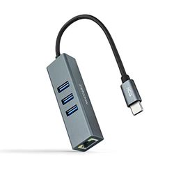 Conversor USB-C a Ethernet Gigabit + 3 Puertos USB 3.0, 15 cm; Ideal para conectar Dispositivos a Redes y Ampliar conectividad.