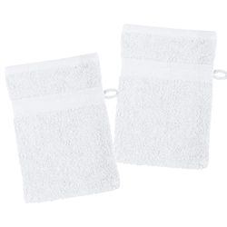 Lovely Casa - Set of 2 Wash Mitts - Size 15 x 21 cm - 100% Organic Cotton - White - Lagoon Model - Bath Linen - Soft Oeko Tex Certified