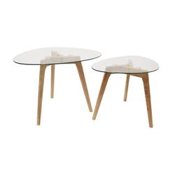 THE HOME DECO FACTORY CMHD3212 Set 2 meses ninho de vidro, madeira, 60 x 45 x 43 cm
