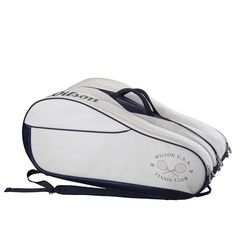 Wilson 1914 Heritage - Borse per racchette da tennis, colore: Panna/Blu scuro, Crema/Blu scuro, Holds up to 12 Rackets