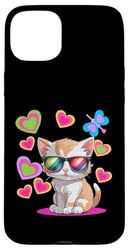 Occhiali da sole con gatto anni '60 Custodia per iPhone 15 Plus