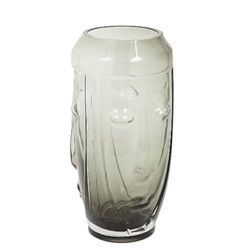 Romimex Grey Glass Face Vase 9 x 25 x 9 cm
