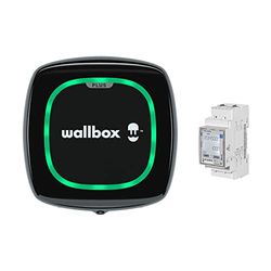 Wallbox Paquete de Carga Solar Pulsar Plus Cargador de vehículo eléctrico (7,4 kW, 5 Metros, Tipo 2, WiFi, Bluetooth, OCPP, Interior/Exterior) Negro + Power Boost monofásico