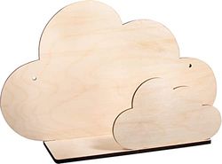 Rayher 62975505 Etagère murale enfant, nuage, bois naturel FSC MixCred, 1 Kit, 35X21X10cm, décoration, chambre d’enfant