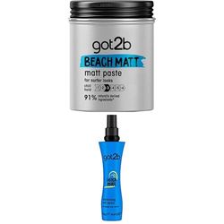 Bundle of Got2b Beach Matt, Matt Texture Hair Paste, 100ml + got2b Beach Matt Texture Sea Salt Hair Spray, 200 ml