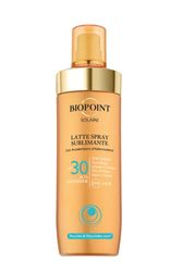 Biopoint Solaire - Latte Solare Spray Sublimante SPF 30 con Acceleratore di Abbronzatura, Azione Antiossidante e Idratante, Dona una Pelle Dorata e Luminosa, 250 ml