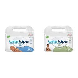 WaterWipes Plastic-Free Original & Textured Clean Baby Wipes, 480 Count (8 packs), 99.9% Water Based Wipes, Unscented for Sensitive Skin