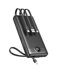 VEEKTOMX Power Bank 20000mAh Powerbank con Cavi Integrati Caricatore Portatile USB C Batteria Esterna con 5 Uscite e 2 Ingressi Compatibile con iPhone Samsung Huawei Xiaomi (20000mAh-Nero)