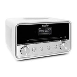 TechniSat DIGITRADIO 586 – Radio hybride DAB+ (radio Internet, FM, Bluetooth, Spotify, Charge sans fil, application de contrôle OLED, USB, CD, MP3, AUX, 20 W, système compact, télécommande)Blanc