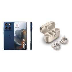 Motorola edge 60, Pantone Gibraltar Sea, Moto AI Smartphone, 50MP Quad Camera System, Includes Protective Cover and Moto buds loop w/crystals by Swarovski
