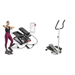 Sunny Health and Fitness Total Body Smart 2-in-1 Stepper Machine, Total Body Workout, Adjustable + Magnetic Underdesk/Standing Portable Ellittical Machine