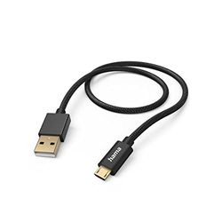 Hama Cavo USB 2.0 A "flessibile, connettore di ricarica micro USB (480 Mbit/s, nylon, 3 A, placcato oro, 1,5 m) nero