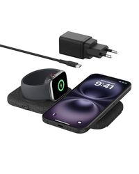 Belkin BoostCharge Pro Station de Recharge aimantée 2-en-1 Portable (Chargeur Qi2 Compatible MagSafe, Pliable, Chargeur sans Fil certifié, pour iPhone 16, Apple Watch Series 10, AirPods)