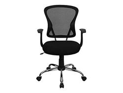 Flash Furniture Chaise de Bureau pivotante Alfred à Dossier Moyen en Maille Noire de avec Base et accoudoirs chromés