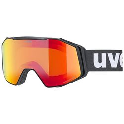 uvex gravity FM, Skibril Unisex-Volwassene, black matt/red clear, one size