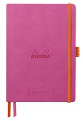 RHODIA 117809C - Soft Notebook Bullet Journal Goalbook Fuchsia - A5 - Dotted Dot - 240 pages - 90g Ivory Clairefontaine Paper - 2 Ribbons, Elastic Closure - Faux Leather Cover