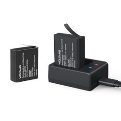 WOLFANG Batería Cámara Deportiva 1350mAh (2 Piezas) Baterías Recargables para Camara de Accion con USB Cargador Compatible GA100/GA200/GA300