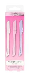 Brushworks Precision Eyebrow Razor, Set of 3, Purple, Unisex-Adults