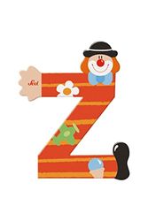 Sevi 81762 houten letter Z ca. 10 cm, deurletters voor kinderkamer, ABC-alfabet, educatief speelgoed van hout, educatief speelgoed voor kinderen vanaf 3 jaar, letterclowns, rood, 10 x 7,5 cm