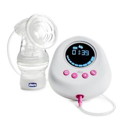 Chicco Elektrische borstkolf met stimulatie- en extractiefasen, 10 intensiteitsniveaus, comfortabel en snel, ergonomische vorm, met kantelbare zuiger en luchtdicht deksel, wit, 150 ml