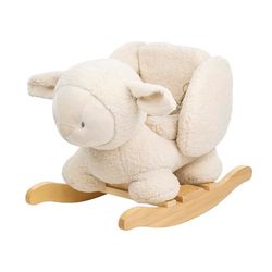 Nattou Animal balancín de suave tela de peluche, Animal balancín oveja, Incluye cinturón de seguridad, Alegre balanceo hacia adelante y hacia atrás, Aprox. 60 cm, Lapidou, Poliéster/madera, Beige