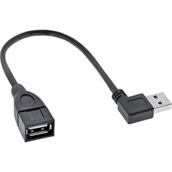 InLine 34602R Smart 20ft Right Angle USB 2.0 Extension Cable Male to Female Type A 0.2 m Black