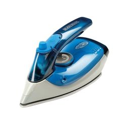 BLACK+DECKER BXIR1000E - Reisstrijkijzer, 1000 W, dubbel voltage: 120 V en 240 V, stoomvermogen 50 g/min, continue stoom bij 20 g/min, roestvrij staal, blauw