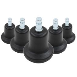 hjh OFFICE 619002 Stol på hjul Svart 5x STAND 10mm/50mm Glidskor - 5-pack, Glidskor gör att kontorsstolen står säkert, Kan användas på alla golv