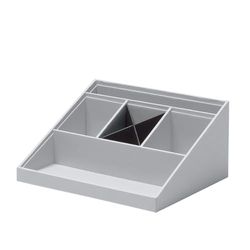 Rössler SOHO desk organizer | Multifunctional desk accessory with 6 compartments | Ideal as an office organiser, pen holder or filing system | Space-saving & hand-glued | Colour: Stone Grey