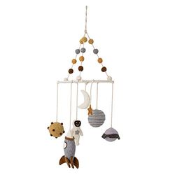 Bloomingville Mini Iduna Mobile van wol en metaal in kleurenmix grijs/mosterd/bruin/natuur - 20 x 64 cm (D/H)
