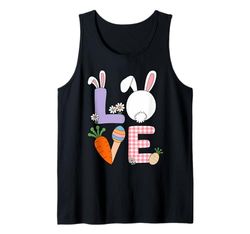 Easter Spring LOVE Bunny Ears, Fluffy Tail Easter Egg Carrot Canotta
