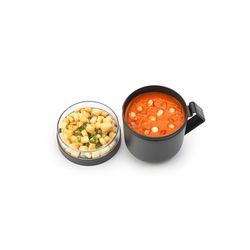 Brabantia - Make & Take Soup Mug 0.6L - with Screw-On Toppings Container (180 ml) & Handle - Leakproof - Large Opening - Suitable for Freezer - Dishwasher & Microwave Safe - Dark Grey
